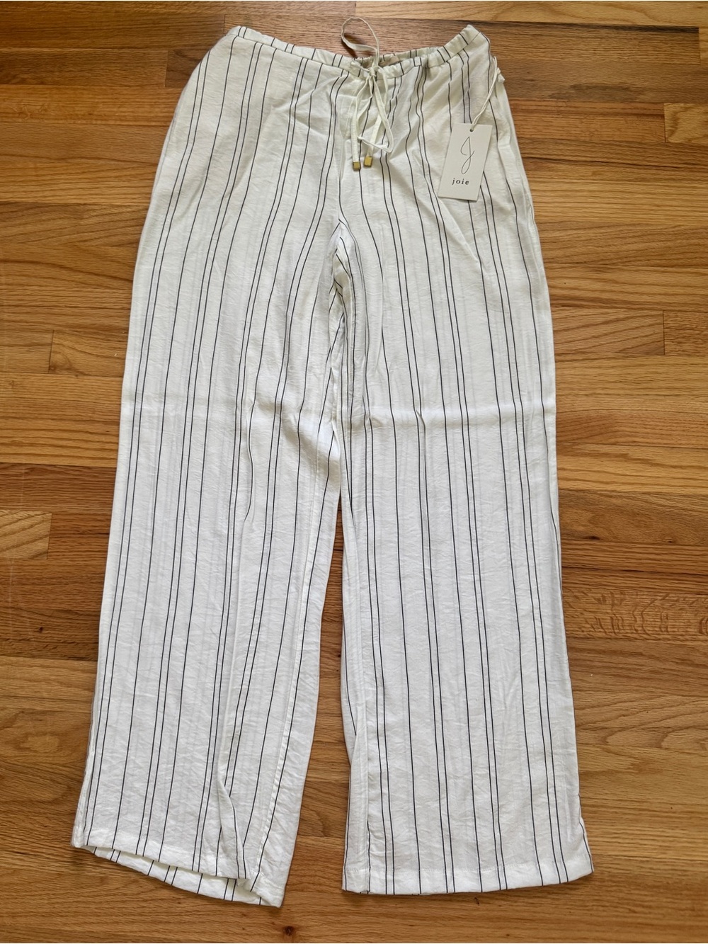 NWT Women’s Joie  Cream Pinstripe Drawstring Pants Size Small